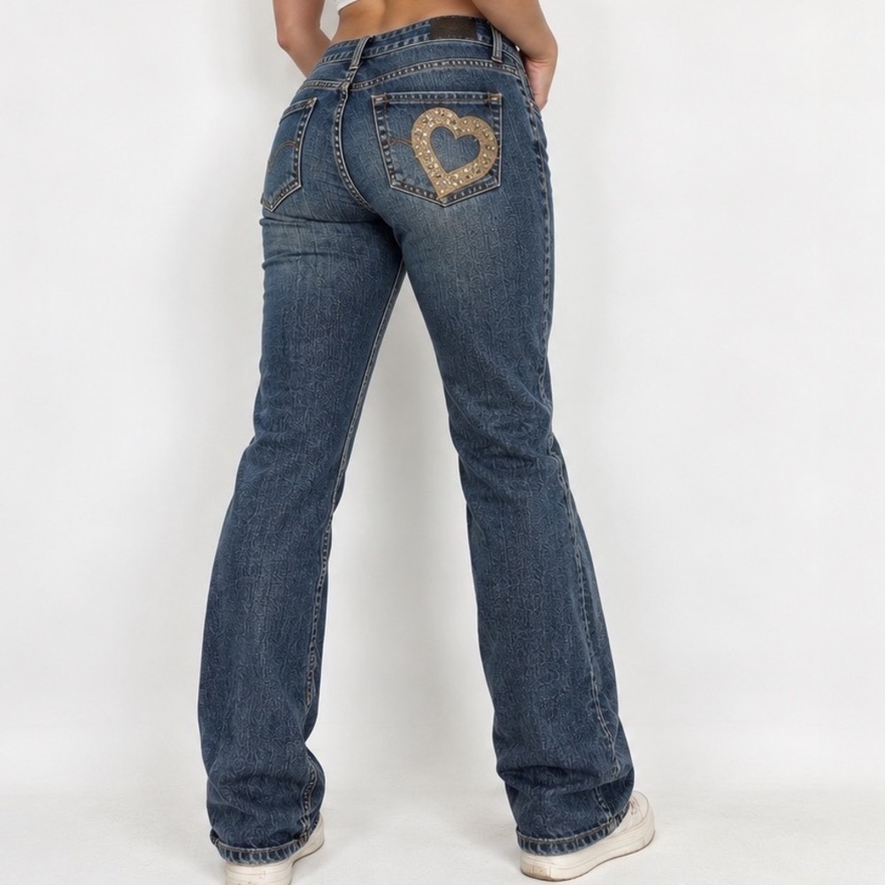 Vintage Juicy Couture Jeans Women 28 Y2K Gold Heart Pocket Low Rise Denim